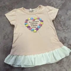 マカロンプリント ピンクベージュトップス 100