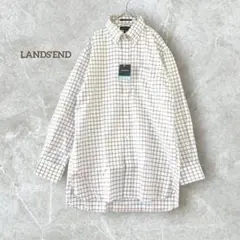 ランズエンド 新品 コットンシャツ 長袖 チェック メンズ 42-82