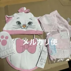 新生児　スタイ　ミトン　コットン帽子セット　未使用品　女児向き