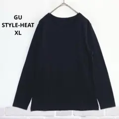 GU STYLE-HEAT スタイルヒート 長袖Tシャツ 黒 丸首 i156