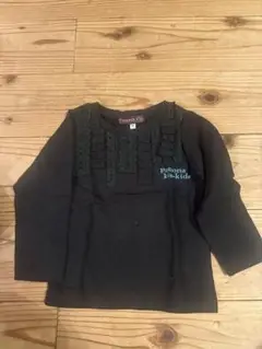 ポロナキッズ 黒 長袖シャツ フリル付き