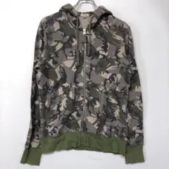UNIQLO 00’s 古着 迷彩柄 ワッフル ダブルファスナー パーカー