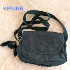 【KIPLING】キプリング　ショルダーバッグ　グリーン　ロゴ　ミニバック