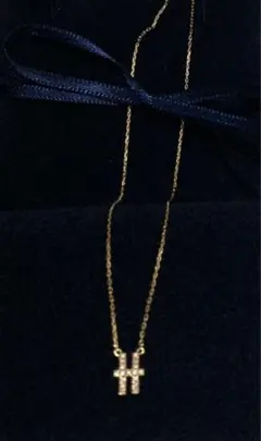 AHKAH イニシャル ネックレス H ダイヤ K18YG