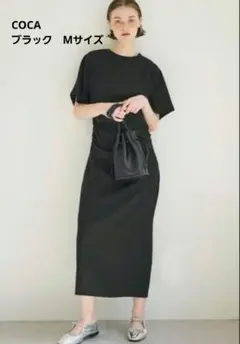 coca ウエストタック　ワイドスリーブワンピース　ブラック Mサイズ
