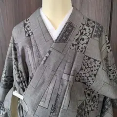 着物　紬　グレー