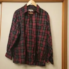 Guy Laroche 長袖シャツ Lサイズ 赤黒チェック