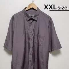 USA古着　半袖シャツ　XXL　ストライプ　パープル　レギュラーカラー　輸入