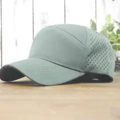 メッシュキャップ　モスグリーン　 男女兼用　サイズ調整可　雨粒模様　シンプル