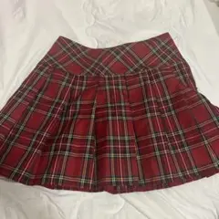 赤系チェック柄プリーツスカート