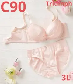 新品未使用 トリンプ C90 3L ブラジャー ショーツ ピンク 大きいサイズ2