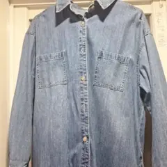 デニムロングシャツ ボタンアップ