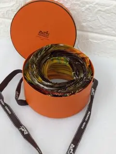 HERMES エルメス プリーツスカーフ マスタード オレンジカラー【美品】