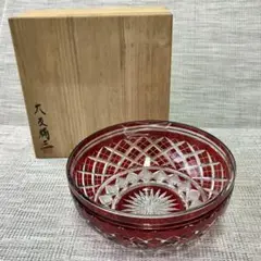♥値下げ！　大友精三　江戸切子　古紫　ロックグラス　箱付き　骨董　古玩 大友精三 江戸切子 古紫 ロックグラス 箱付き