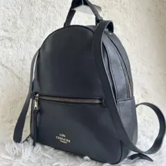 美品✨コーチ リュックサック ジョーディン レザー ロゴ金具 ゴールド金具 黒