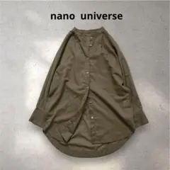美品【 ナノユニバース】レディース長袖ミリタリーバンドカラーブラウス　カーキ38