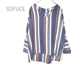 【ソフール 大丸松坂】シャツブラウス Vネック 上品 スリット 日本製 きれい