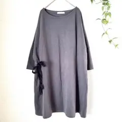 良品✨natural mist 【フリー】グレー 五分袖チュニック 体型カバー