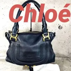 Chloe ハンドバッグ 黒 ブラック 本革 マーシー 保存袋付き レザー