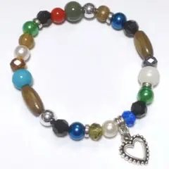 J715 ビーズブレスレット【ミックスカラー×チャーム】山田レン アメカジ