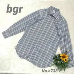 bgr 長袖ワイシャツ メンズ　ストライプ　綺麗め　清楚　爽やか 上品