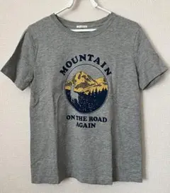 美品★GU グレー Tシャツ Mサイズ MOUNTAINグラフィック アウトドア
