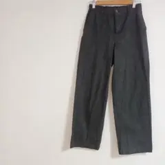 ブラックストレートパンツ コットン混紡 カジュアル　サイドポケット　ウエストゴム