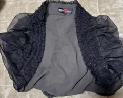 シースルー フリル付き 黒カーディガン