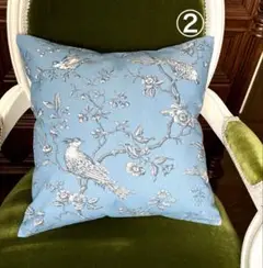 トワルドジュイ シノワズリMESANGE (深い青)クッションカバー②45cm用