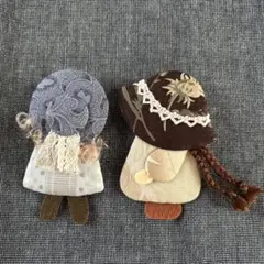 ハンドメイド　サンボンネットスー　ブローチ　2個組　秋色A