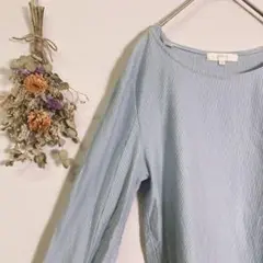 【グローブ】 長袖シャツ ブラウス ストライプ 袖リボン レディース M