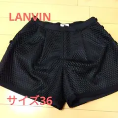 LANVIN ショートパンツ　黒　ボタン　日本製