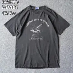 古着 00s ヘインズ オールド Tシャツ ギター スミクロ 半袖 L フェード