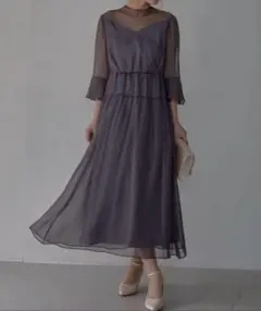 ラメチュールシフォンドレス ワンピース