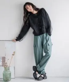 LOWRYSFARM ダブルウエストカーゴパンツ グリーン