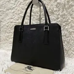 ☆美品☆BURBERRY オールレザー ハンドバッグ ノバチェック 肩がけ 黒