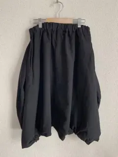 ブラックコムデギャルソン ポリ縮 サルエルパンツ クロップド丈