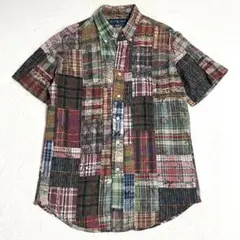 90s ラルフローレン パッチワークシャツ 半袖 M