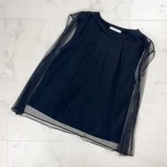 美品 ROSIEE チュールレイヤードカットソー ブラック サイズF*FD713