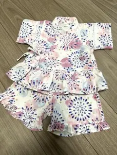 アプレレクール　甚平 ピンク　花柄 100cm