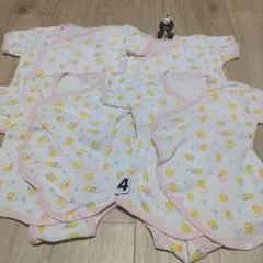 未使用♥ひよこ柄 コットン製 シャツ肌着 サイズ4枚60〜70　ロンパース
