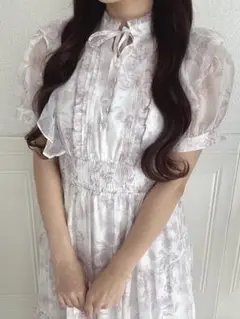 evelyn ラメフリル花柄OP ピンク