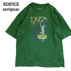 savignac エディフィス プリント Tシャツ ロゴ　グリーン　半袖　L