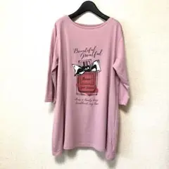 新品　コットン100%プリントTシャツ　七分袖　チュニック　Lサイズ