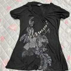 Armani Exchange 花柄 Vネック シアー素材半袖 チュニック S