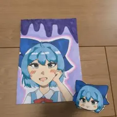 チルノファンアート 原画 ミニキャラおまけ付き 手描きイラスト