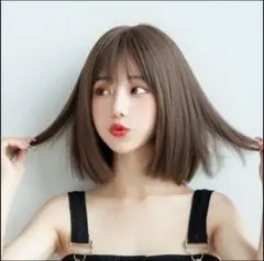ボブ かつら フルウィッグ ストレート ダークブラウン 可愛い ウェーブ