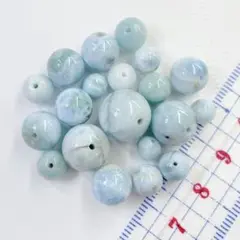 特価【現品限り】天然石ラリマー 丸玉 ミックスサイズまとめ売り20個 ⑩