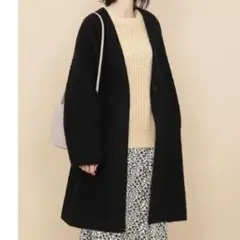 adam et rope モヘヤシャギーノーカラーコート