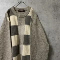 90S vintage 柄ニット セーター カシミヤ混 メンズ M 古着 F4